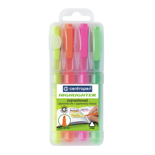 Zvýrazňovač Centropen 8722 - sada 4 ks