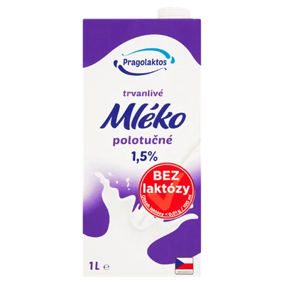 PRAGOLAKTOS Mléko polotučné bez laktózy 1,5 % 1 l