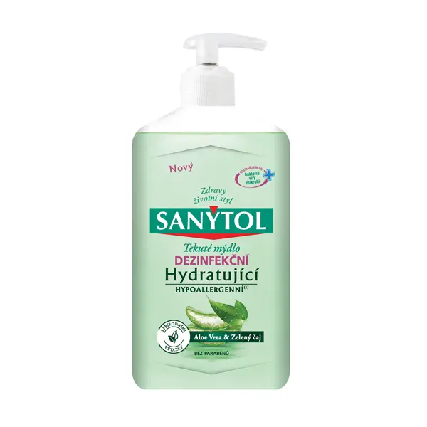 Sanytol Zelený čaj & Aloe vera bio - dezinfekční hydratující mýdlo, 250 ml
