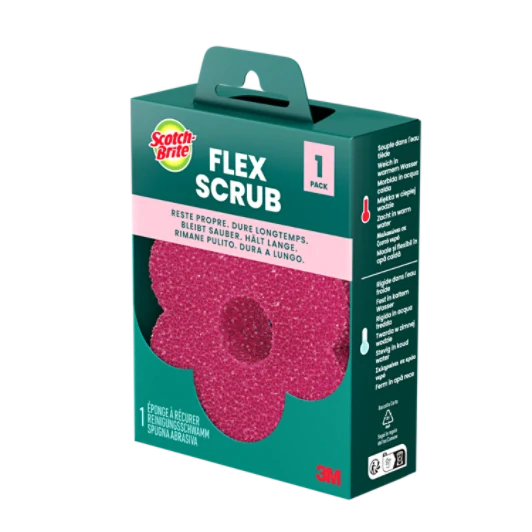 Scotch-Brite® Flex Scrub neškrábavá houbička na nádobí s flexibilním tvarem, růžová