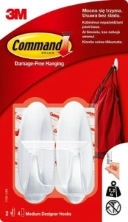 Command™ 17081 Designový oválný plastový lepicí háček střední