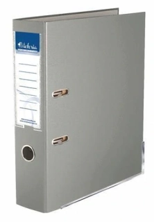 Pákový pořadač "Basic", šedý, 75 mm, A4, s ochranným spodním kováním, PP/ karton, VICTORIA