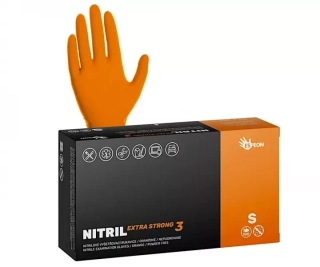 Rukavice NITRIL EXTRA STRONG3 S, nepudrované, 100 ks, oranžové