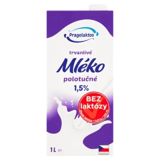 PRAGOLAKTOS Mléko polotučné bez laktózy 1,5 % 1 l