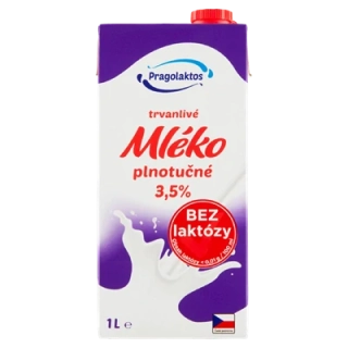 PRAGOLAKTOS Mléko plnotučné trvanlivé 3,5 % bez laktózy 1 l
